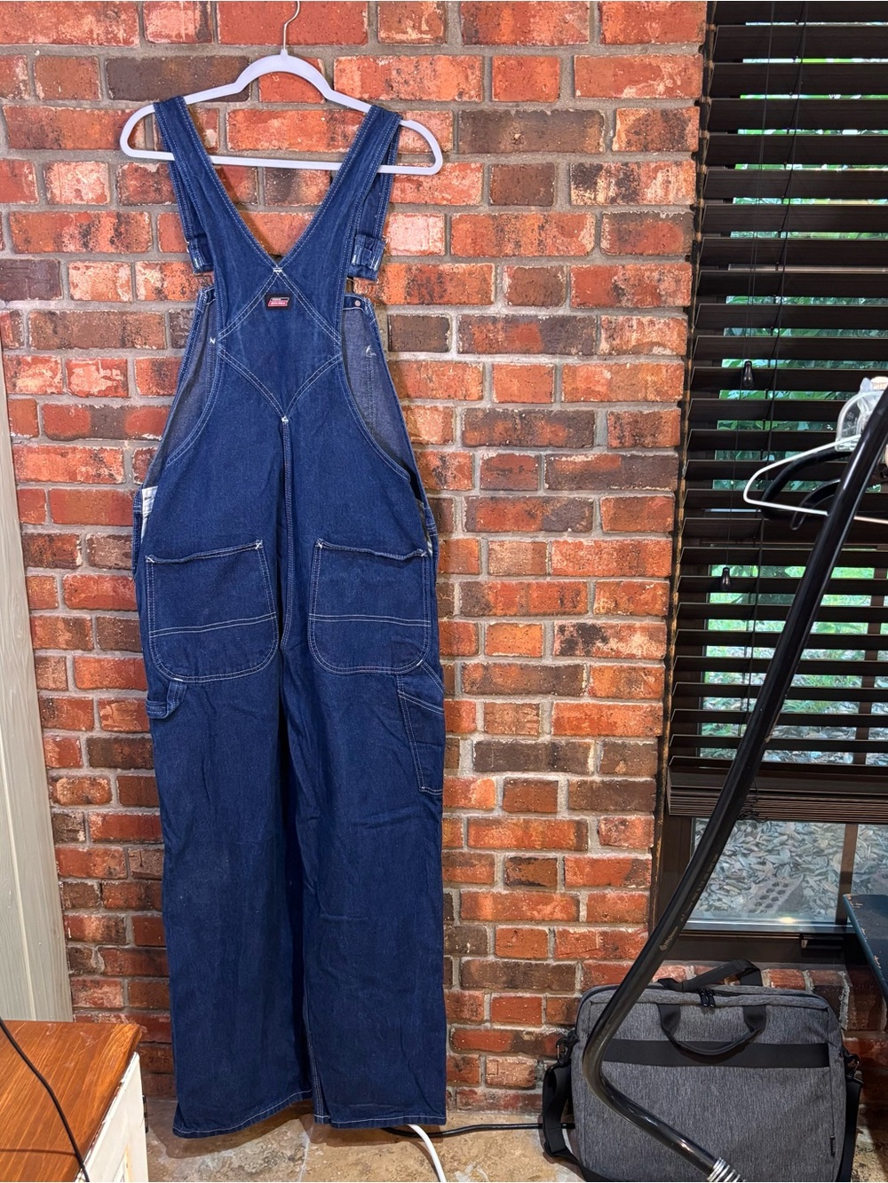 Dickies mens denim bib overalls carpenter workwear indigo blue XL 40 X 30 - Picture 3 of 3